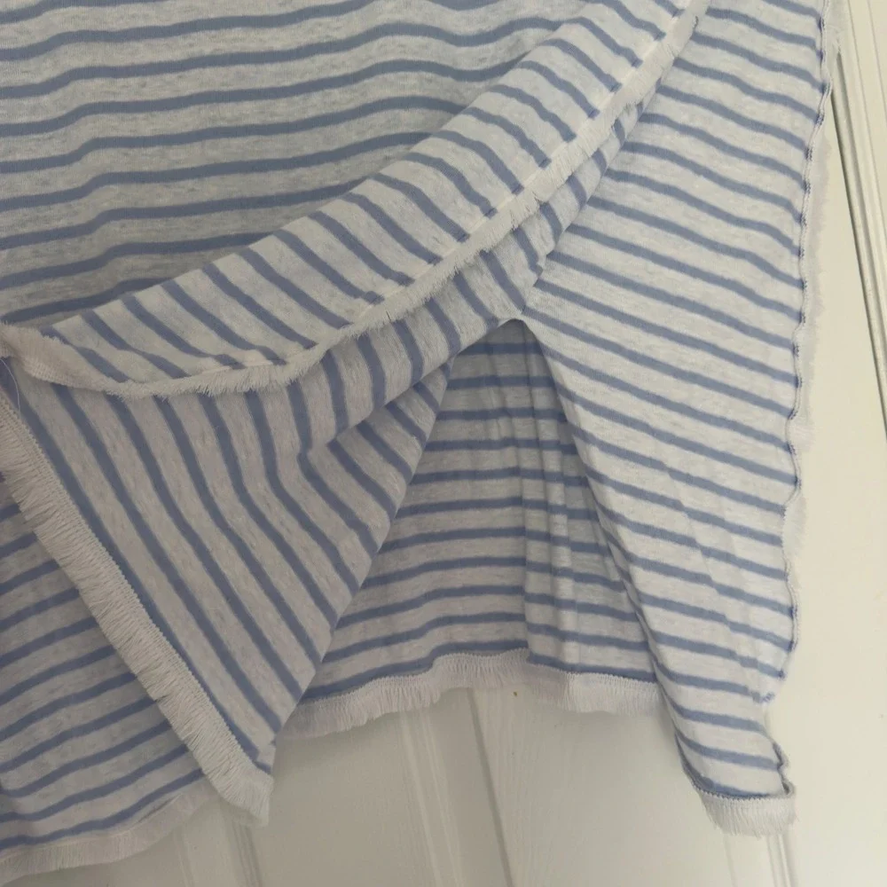 J. Jill Linen Striped Top M L Blue White Dolman Sleeve Oversized Poncho Style - Picture 5 of 7